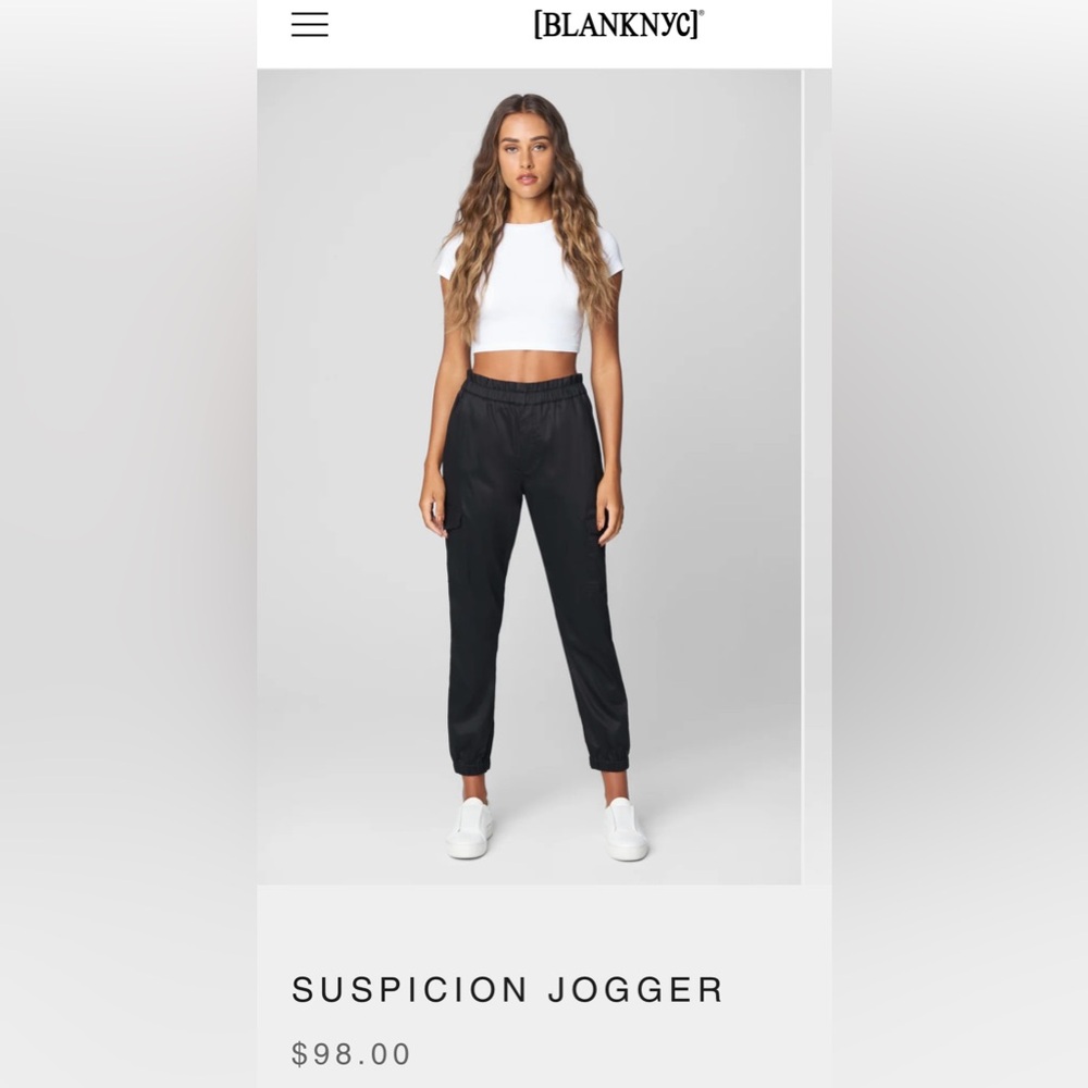 Blank NYC Black Suspicion Jogger Pants High-Waisted elastic waistband